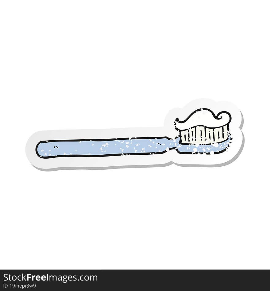 Retro Distressed Sticker Of A Cartoon Toothbrush