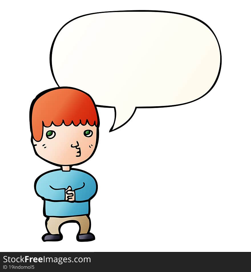 Cartoon Man Thinking And Speech Bubble In Smooth Gradient Style