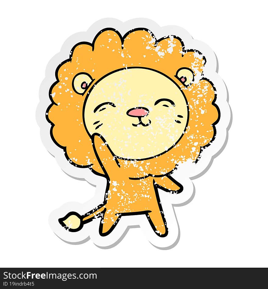 Distressed Sticker Of A Cartoon Lion