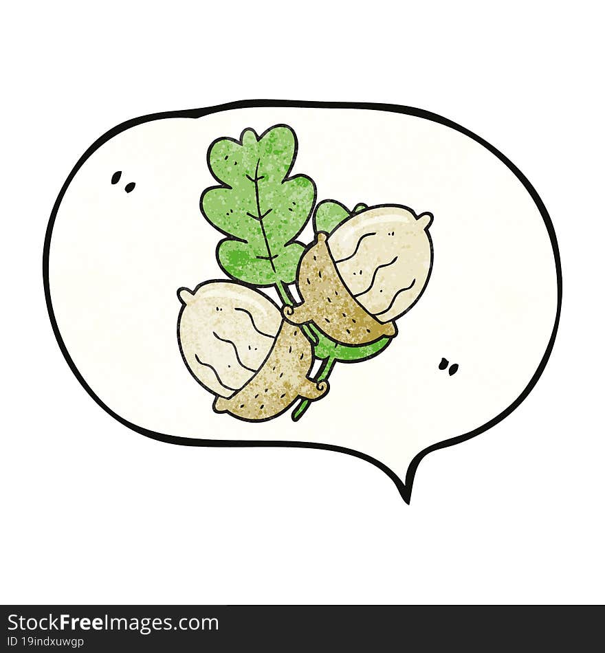 freehand drawn texture speech bubble cartoon acorns