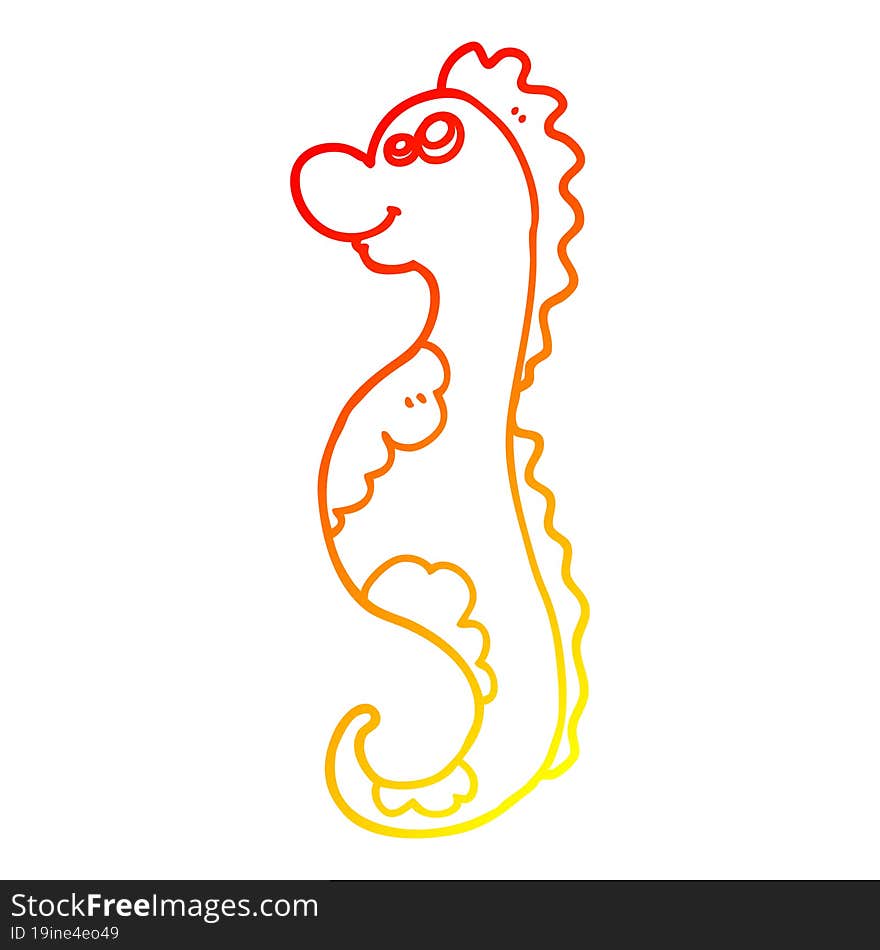 warm gradient line drawing cartoon sea horse