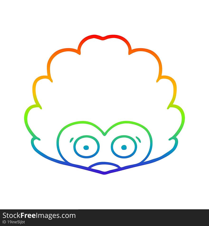 rainbow gradient line drawing cartoon hedgehog