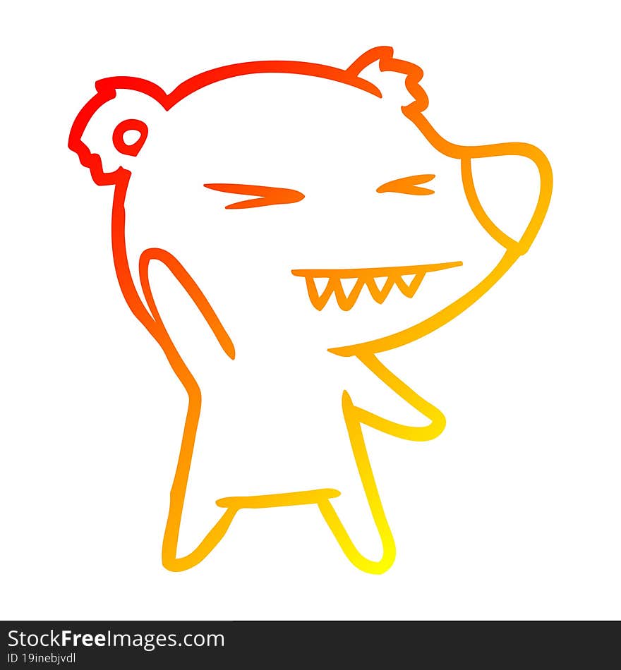 Warm Gradient Line Drawing Angry Polar Bear Cartoon