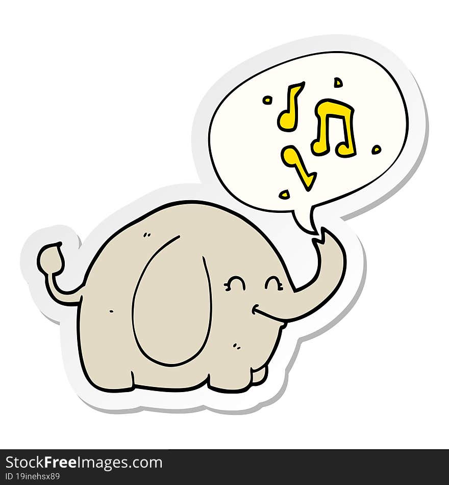 cartoon trumpeting elephant and speech bubble sticker