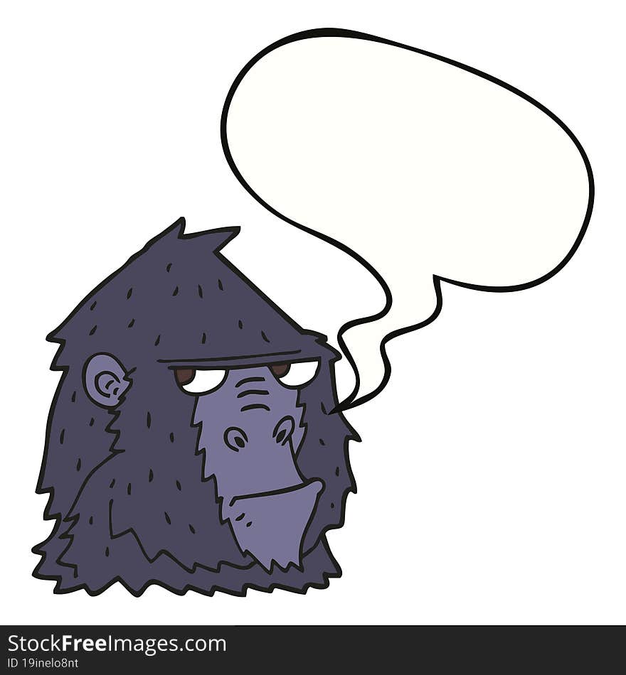 cartoon angry gorilla face and speech bubble