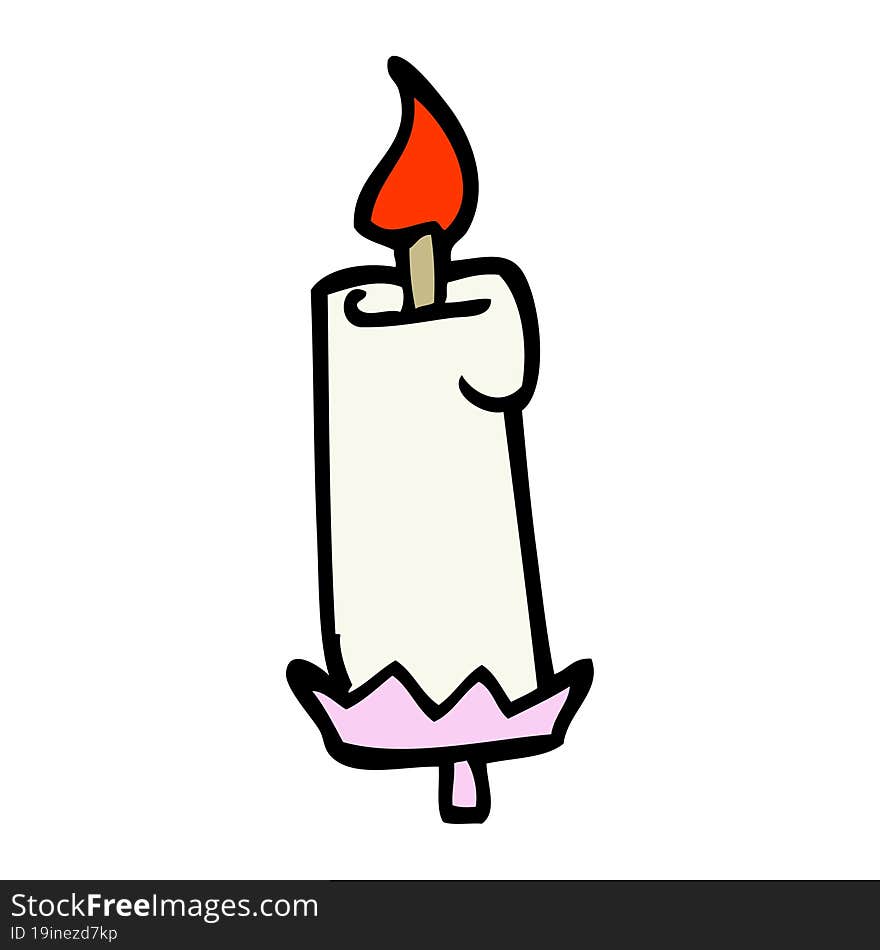 hand drawn doodle style cartoon lit candle