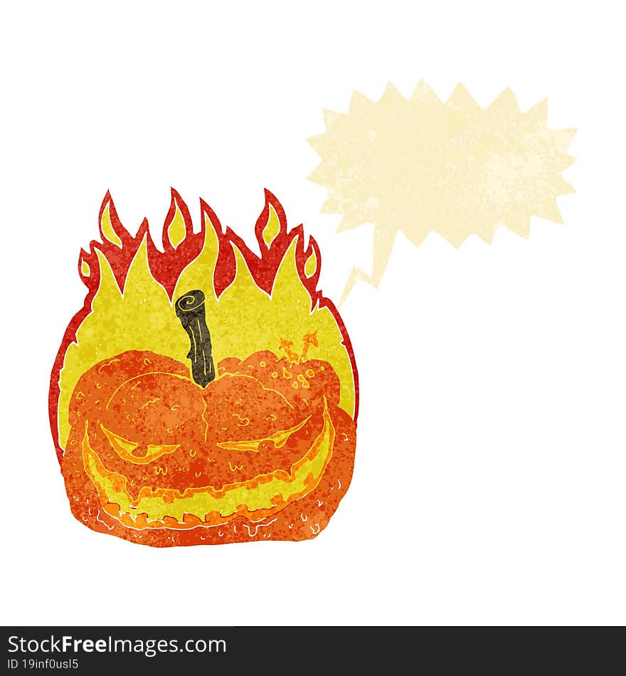 cartoon halloween pumpkin with thought bubble