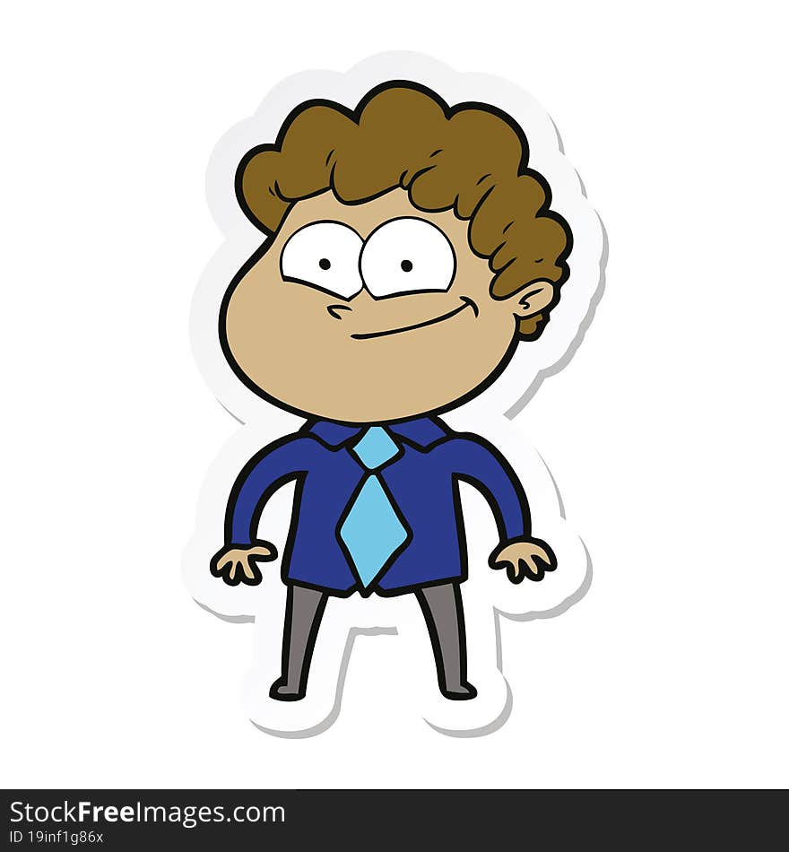 sticker of a cartoon happy man