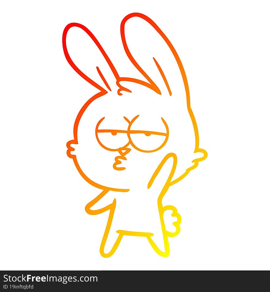 warm gradient line drawing of a cute cartoon rabbit