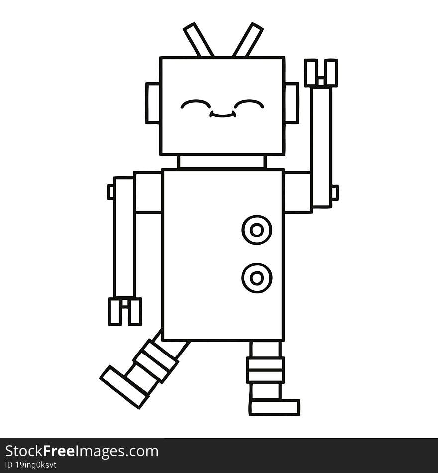 line drawing cartoon of a robot. line drawing cartoon of a robot