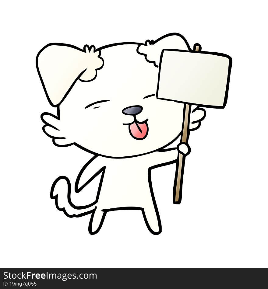 cartoon dog holding sign post. cartoon dog holding sign post