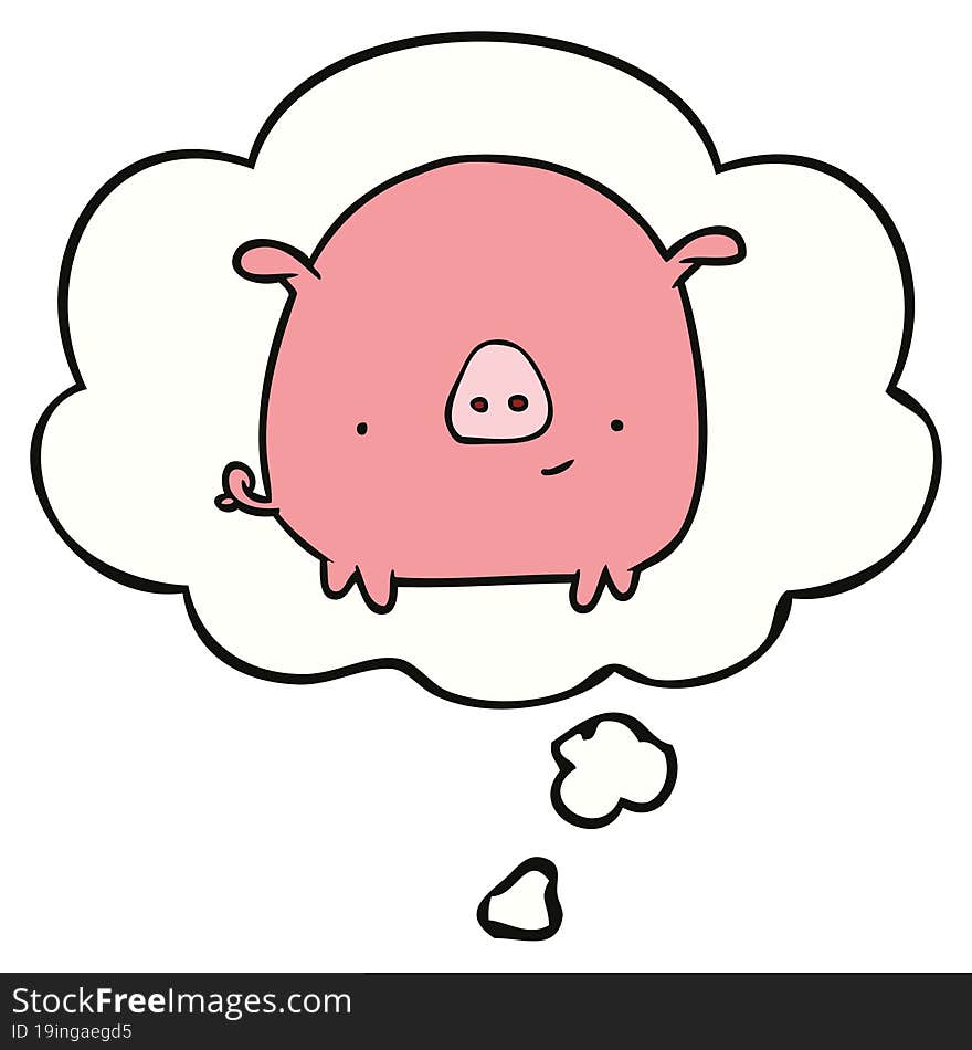 Cartoon Pig And Thought Bubble