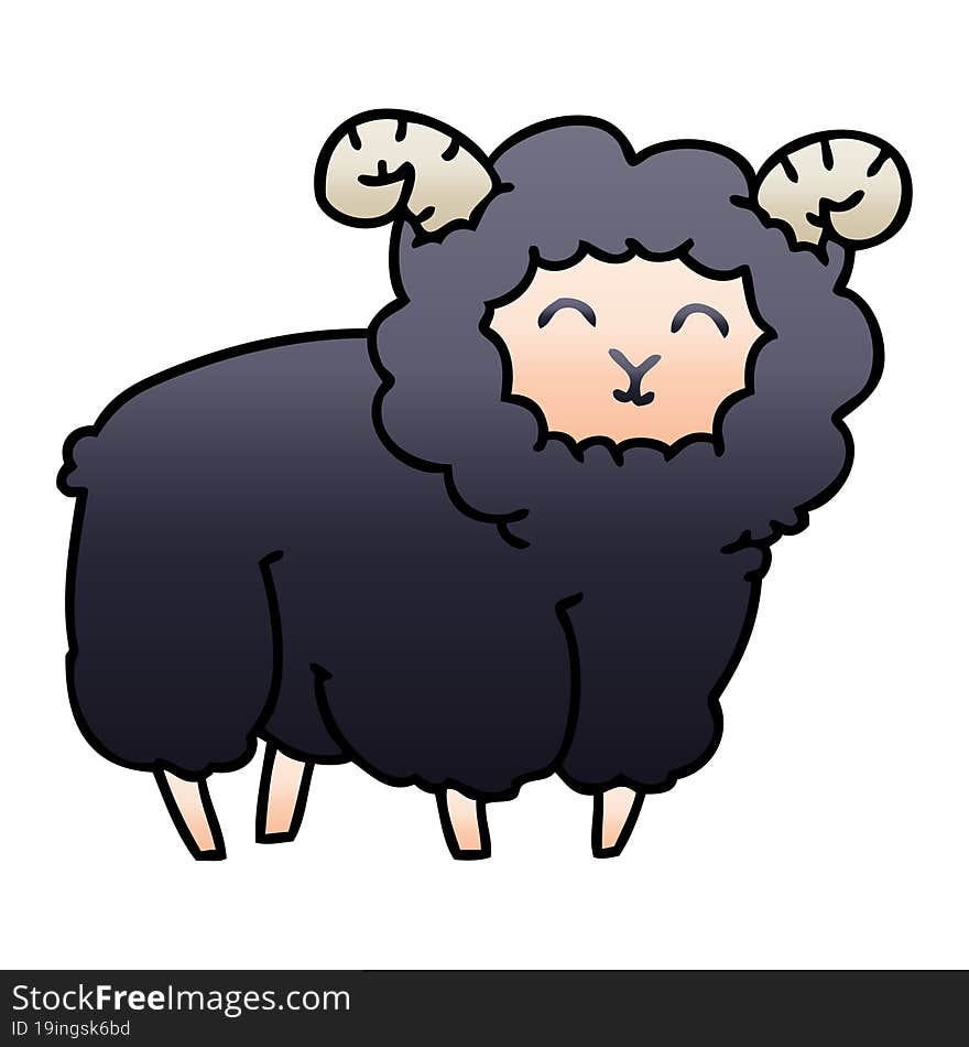 quirky gradient shaded cartoon ram