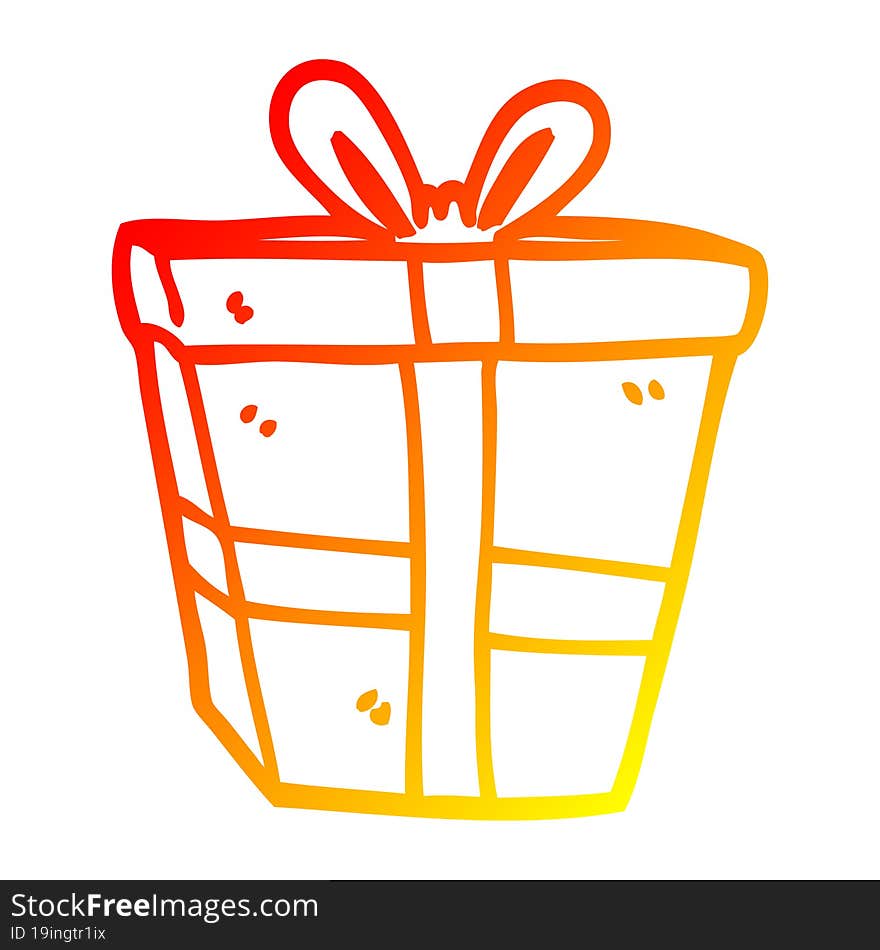 warm gradient line drawing cartoon gift wrapped present