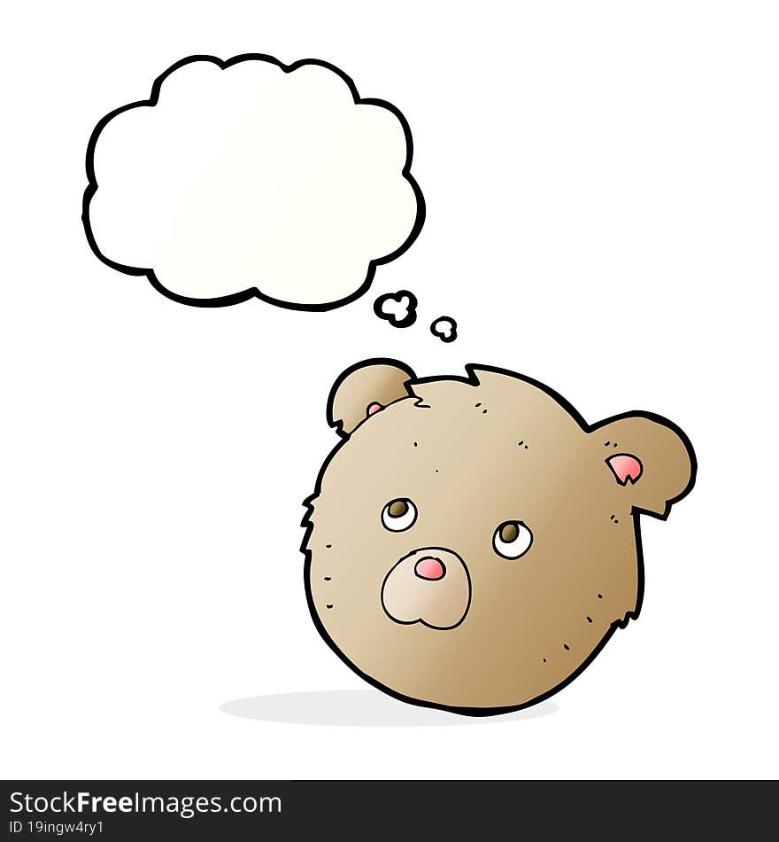 cartoon teddy bear face with thought bubble