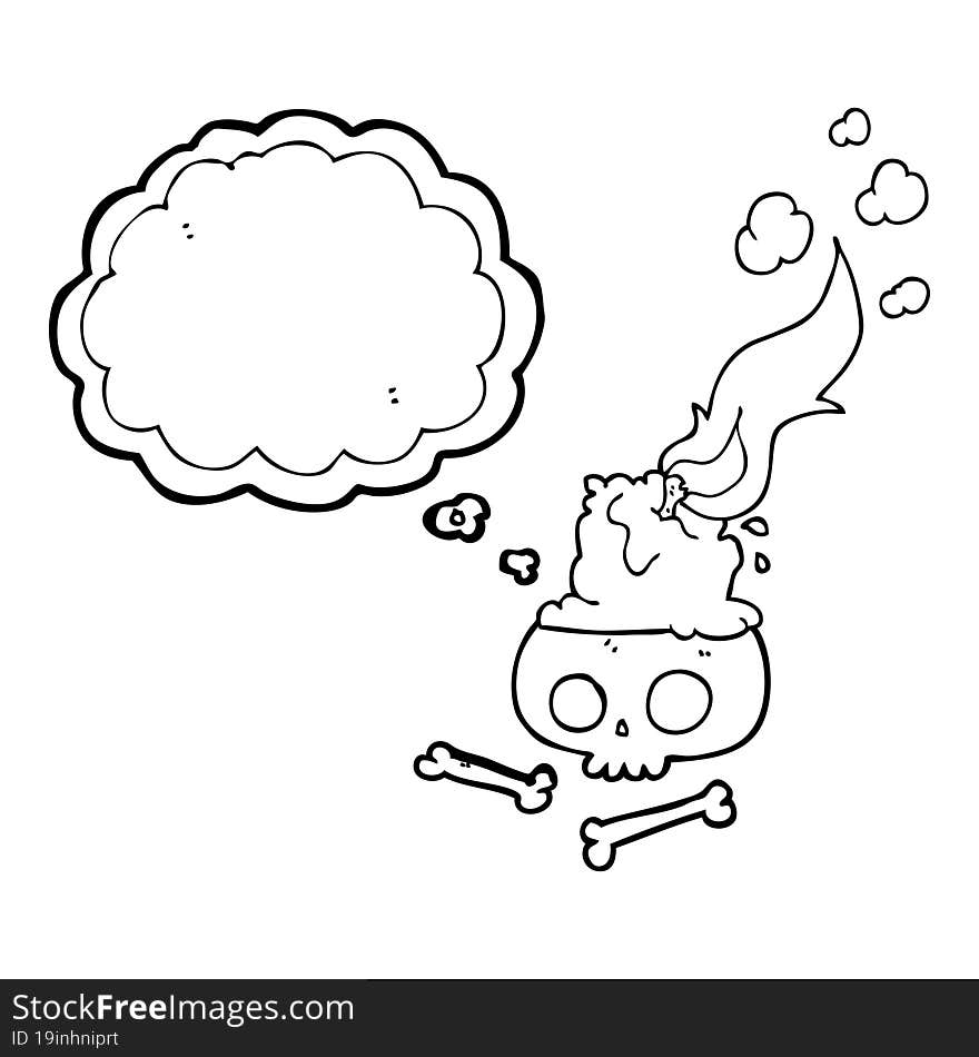 Thought Bubble Cartoon Burning Candle On Skull