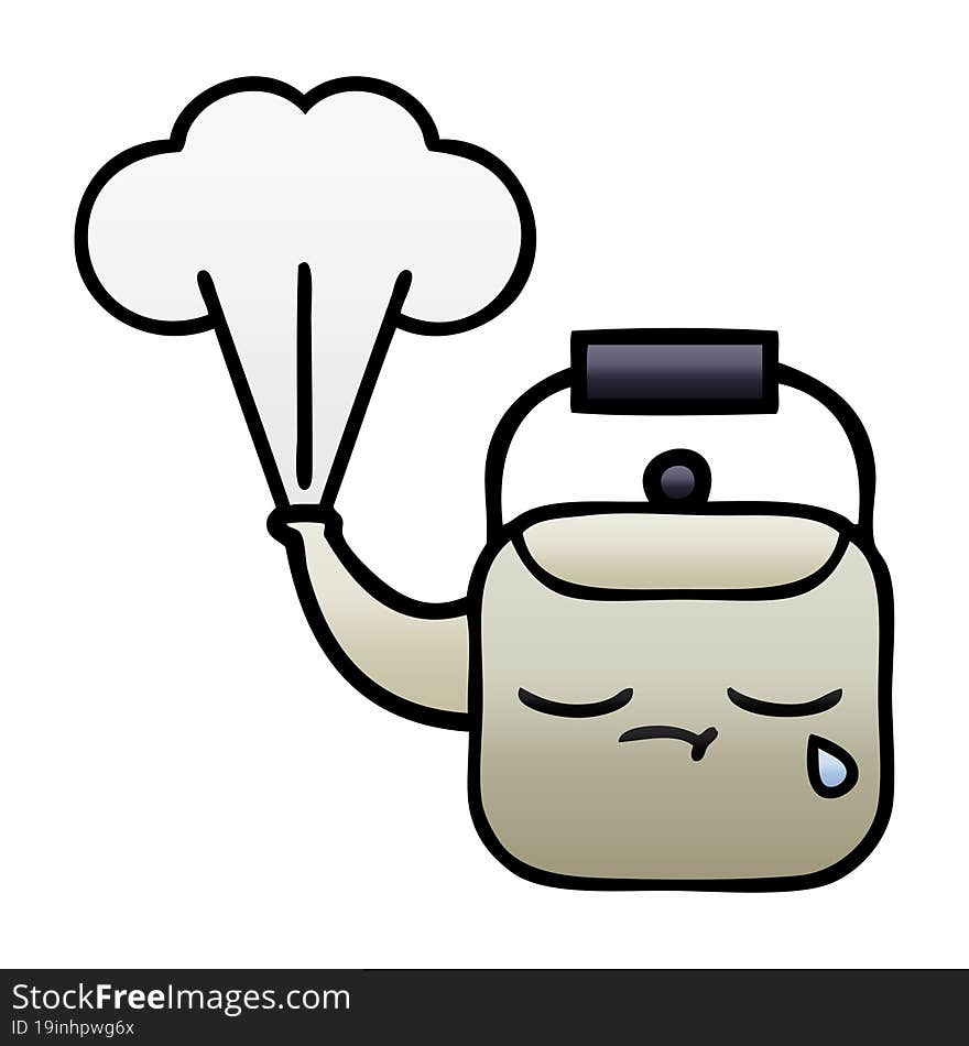 gradient shaded cartoon steaming kettle