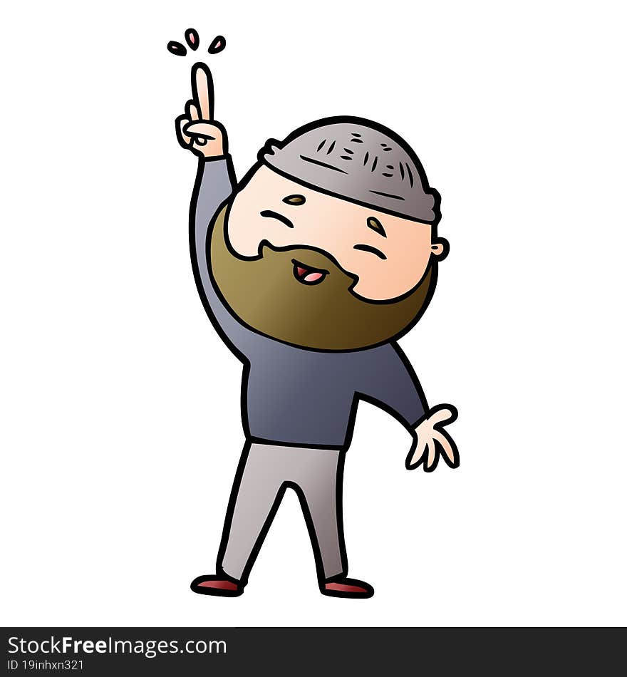 cartoon happy bearded man. cartoon happy bearded man