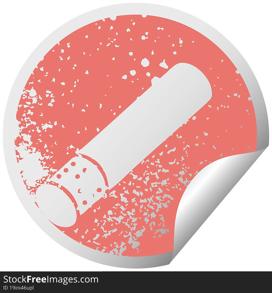 distressed circular peeling sticker symbol cigarette stick