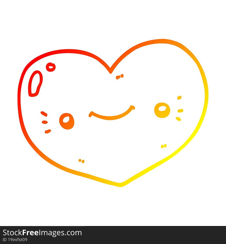 warm gradient line drawing heart cartoon character