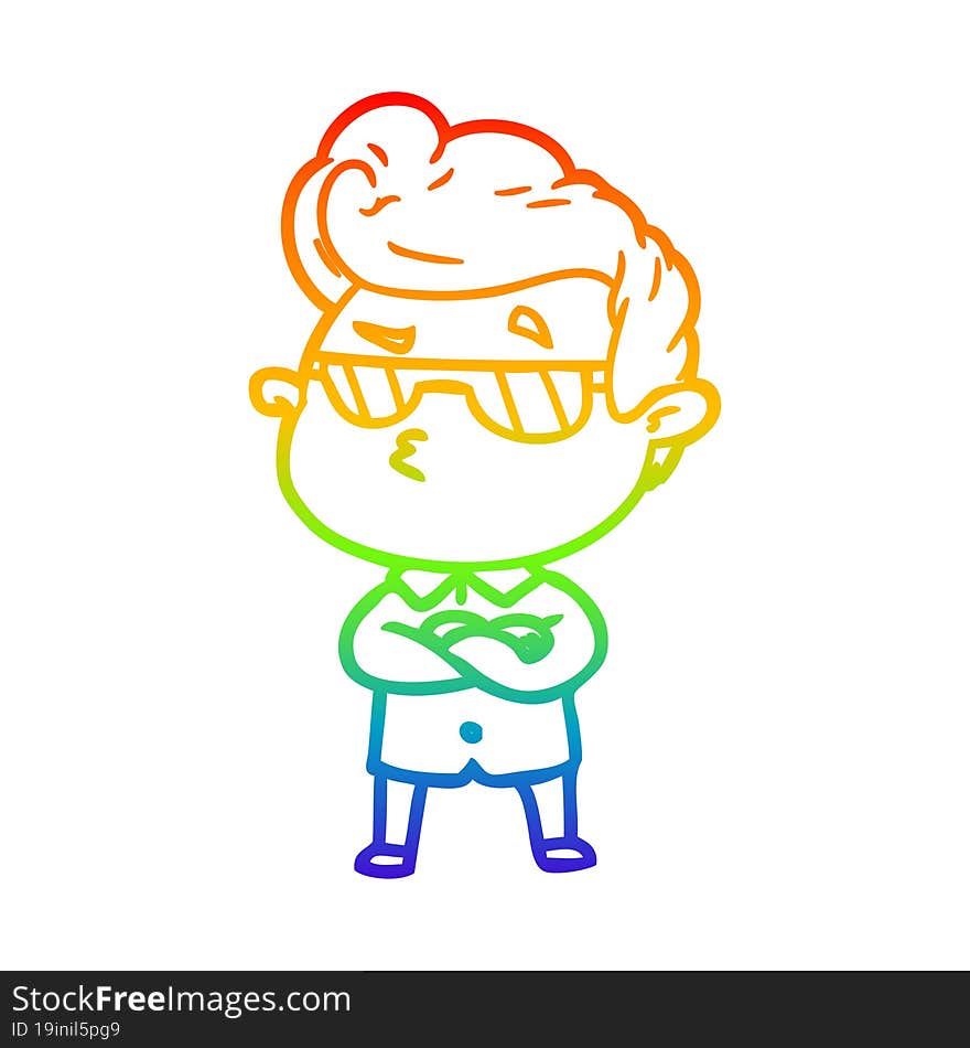 rainbow gradient line drawing cartoon cool guy