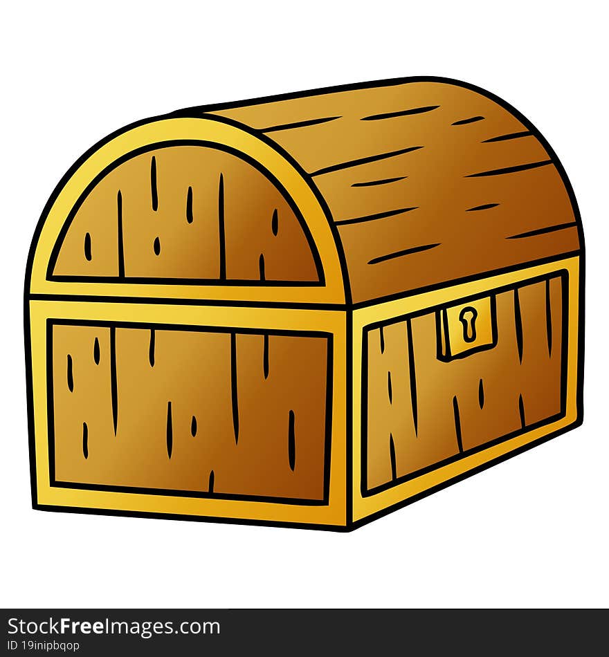 hand drawn gradient cartoon doodle of a treasure chest