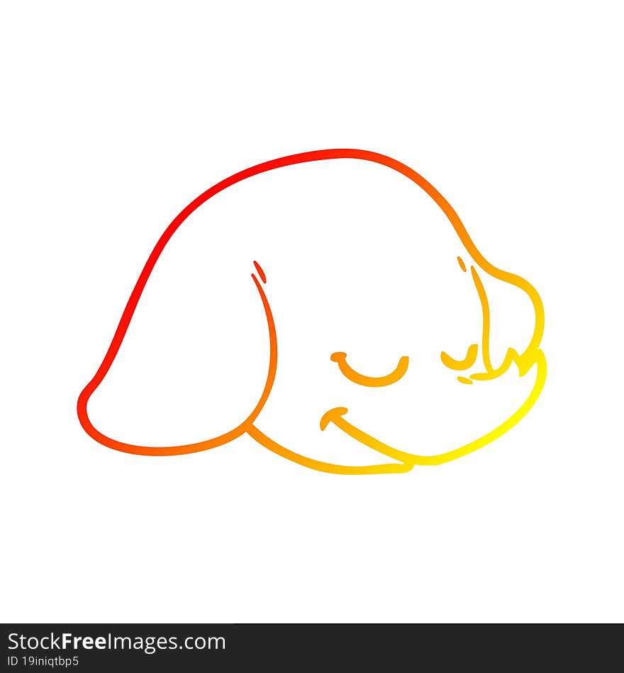 warm gradient line drawing cartoon elephant face