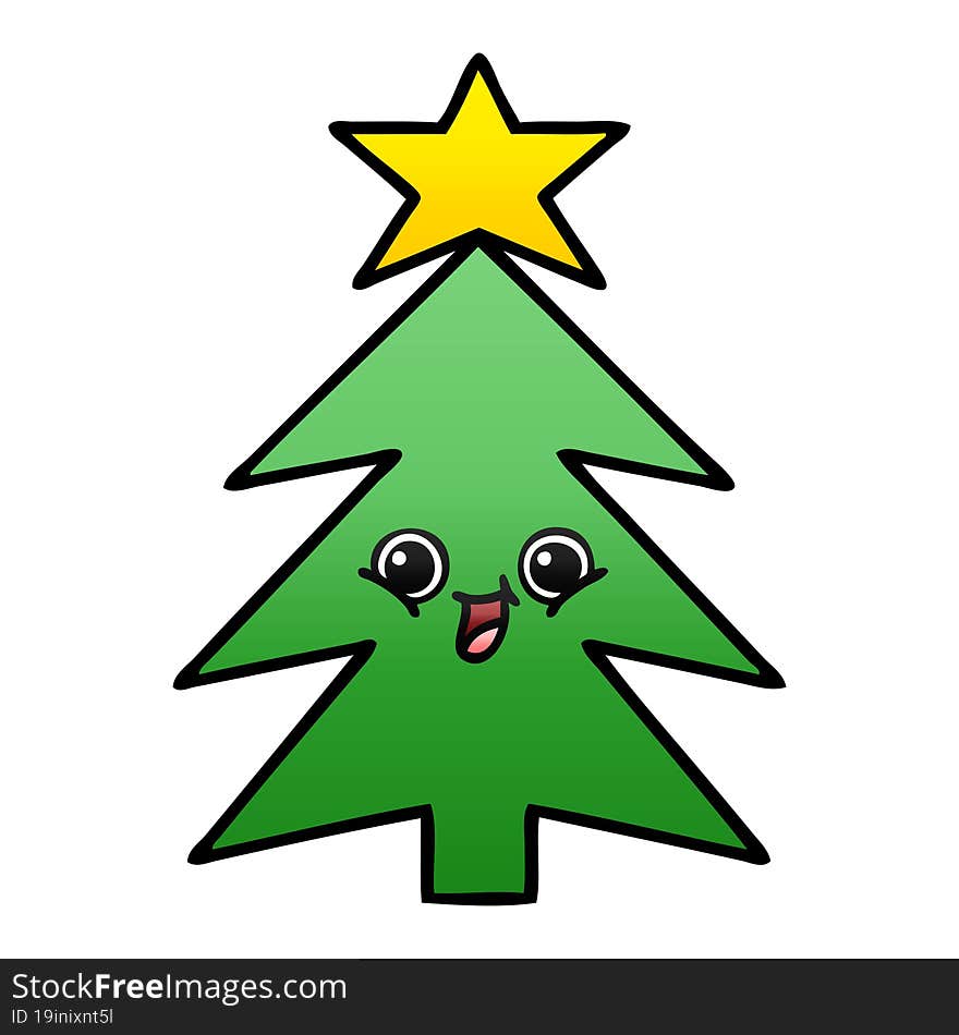 gradient shaded cartoon of a christmas tree