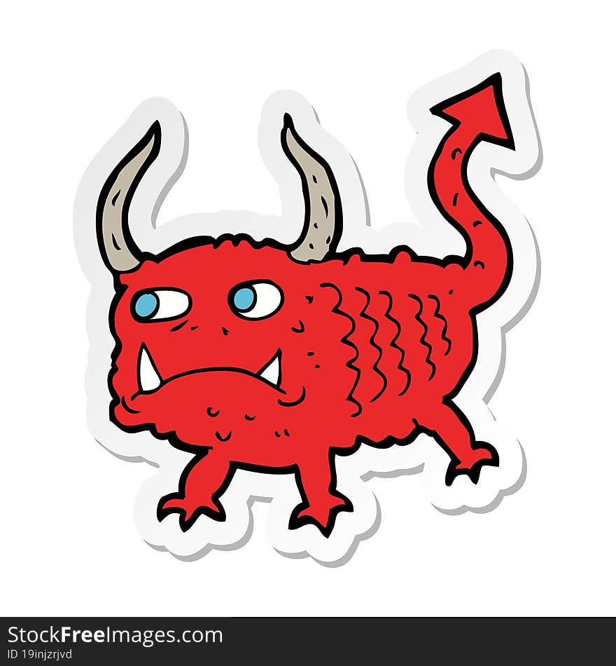 Sticker Of A Cartoon Little Demon