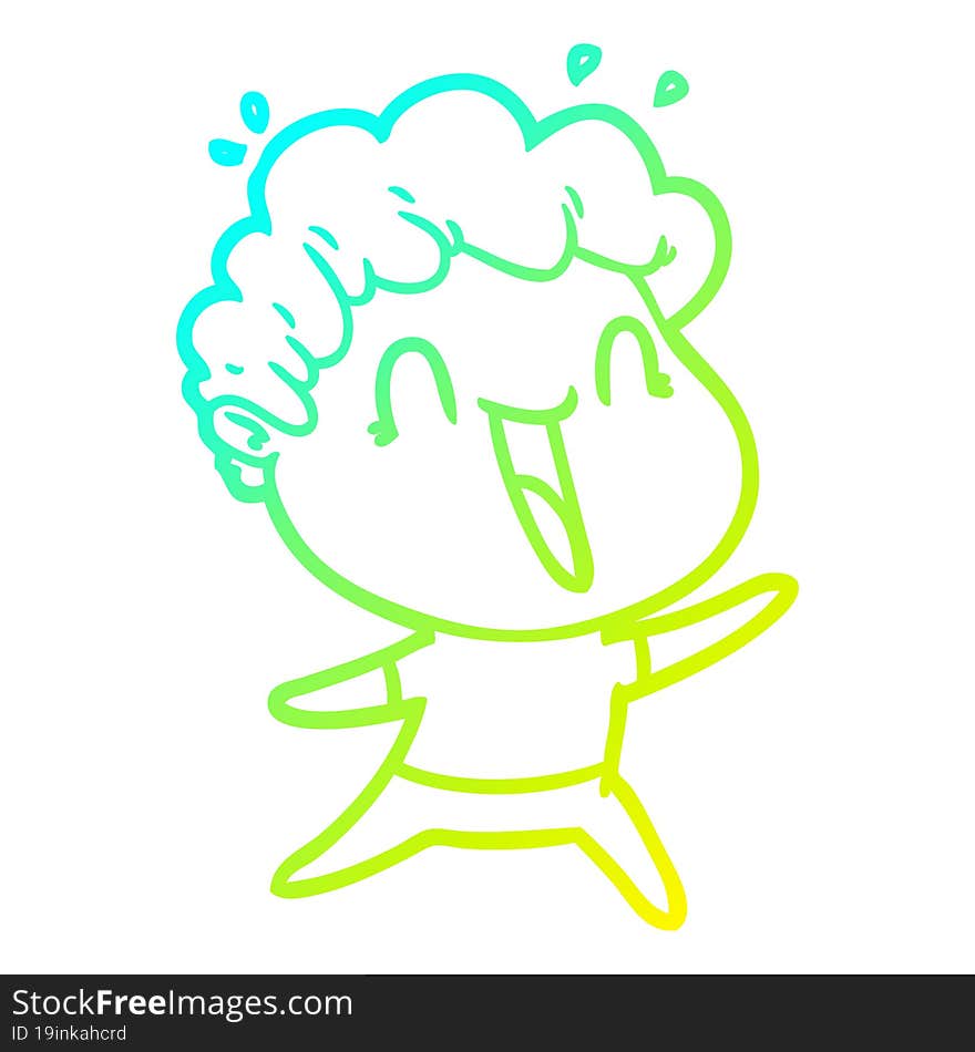 cold gradient line drawing cartoon happy man