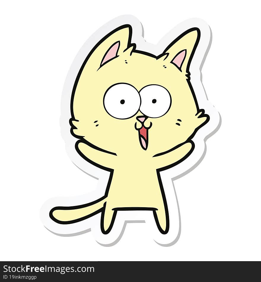 Sticker Of A Funny Cartoon Cat