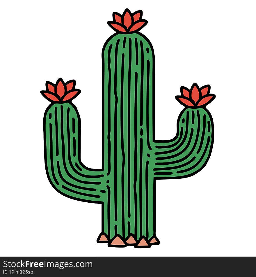 traditional tattoo of a cactus