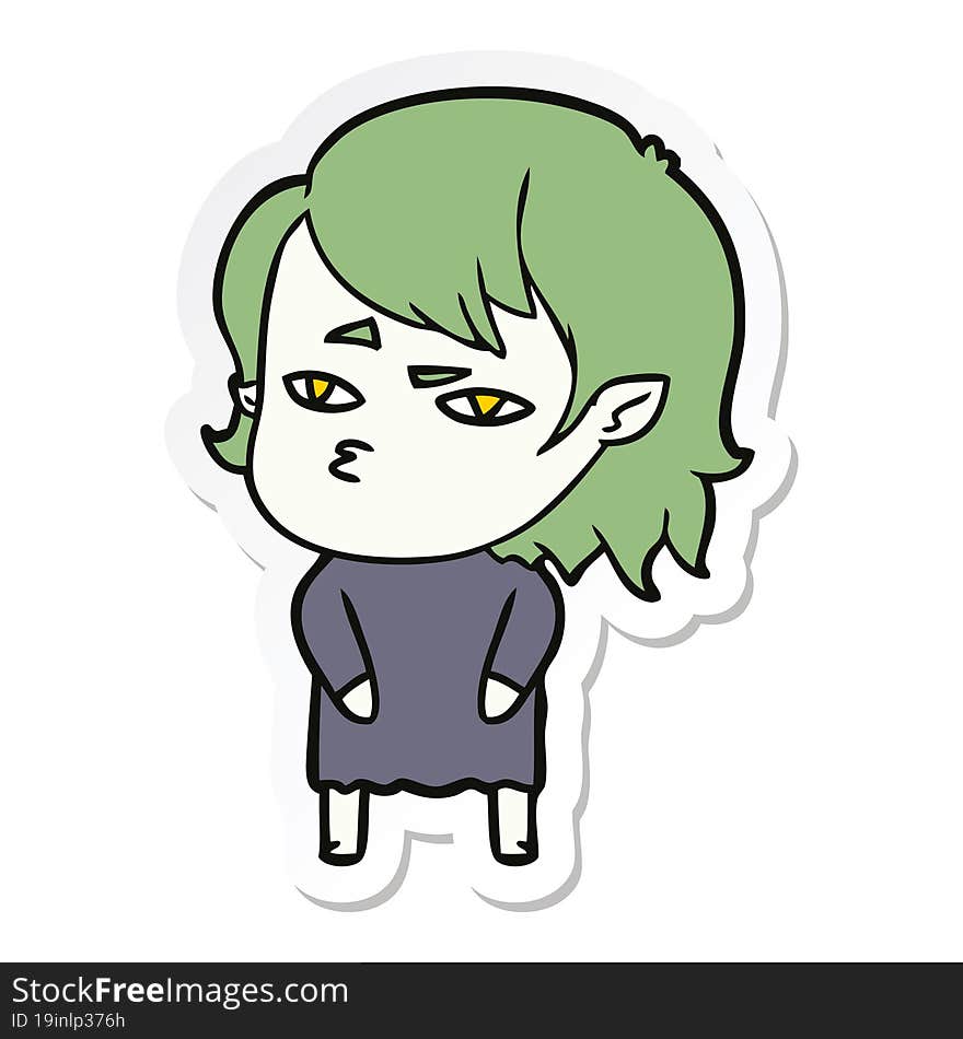 sticker of a cartoon vampire girl