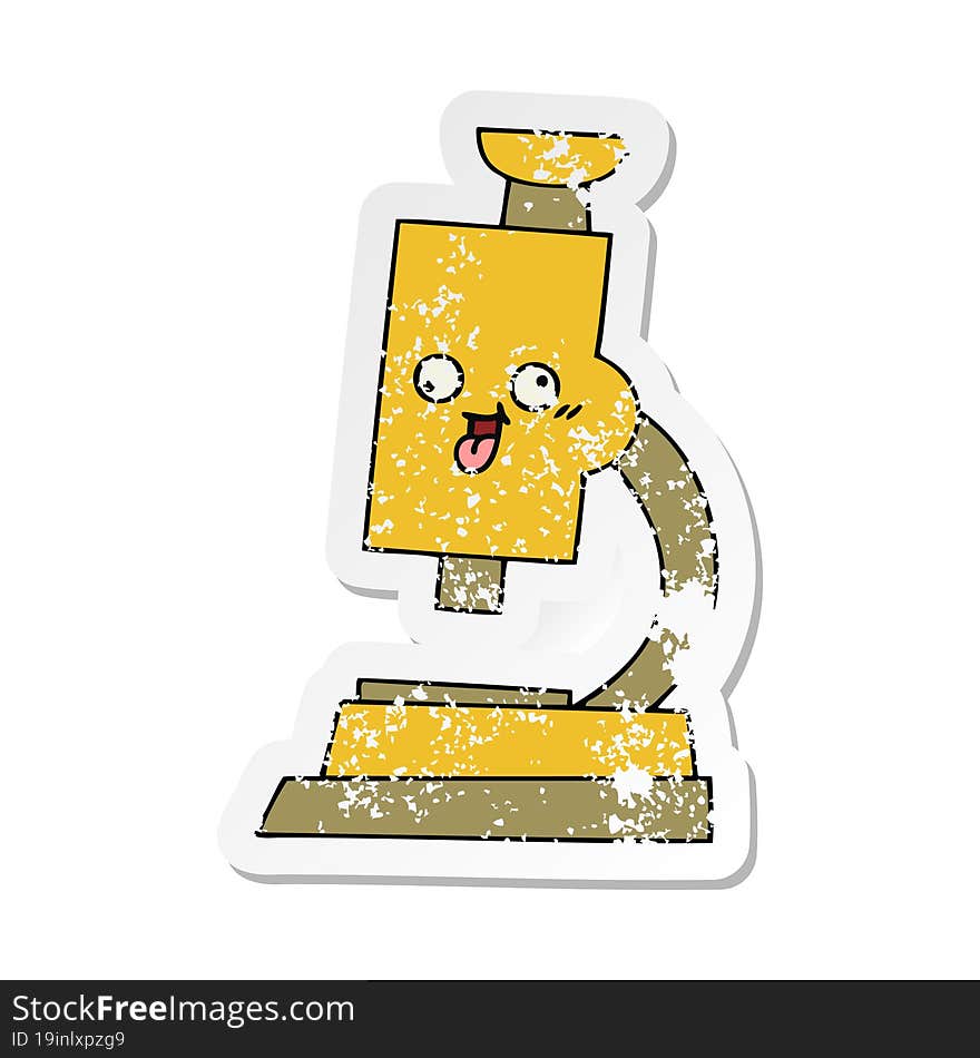 distressed sticker of a cute cartoon microscope