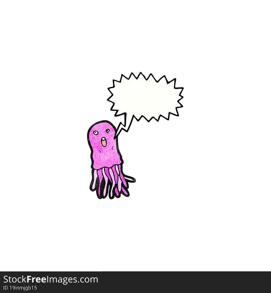 Cartoon Jellyfish With Speech Bubble