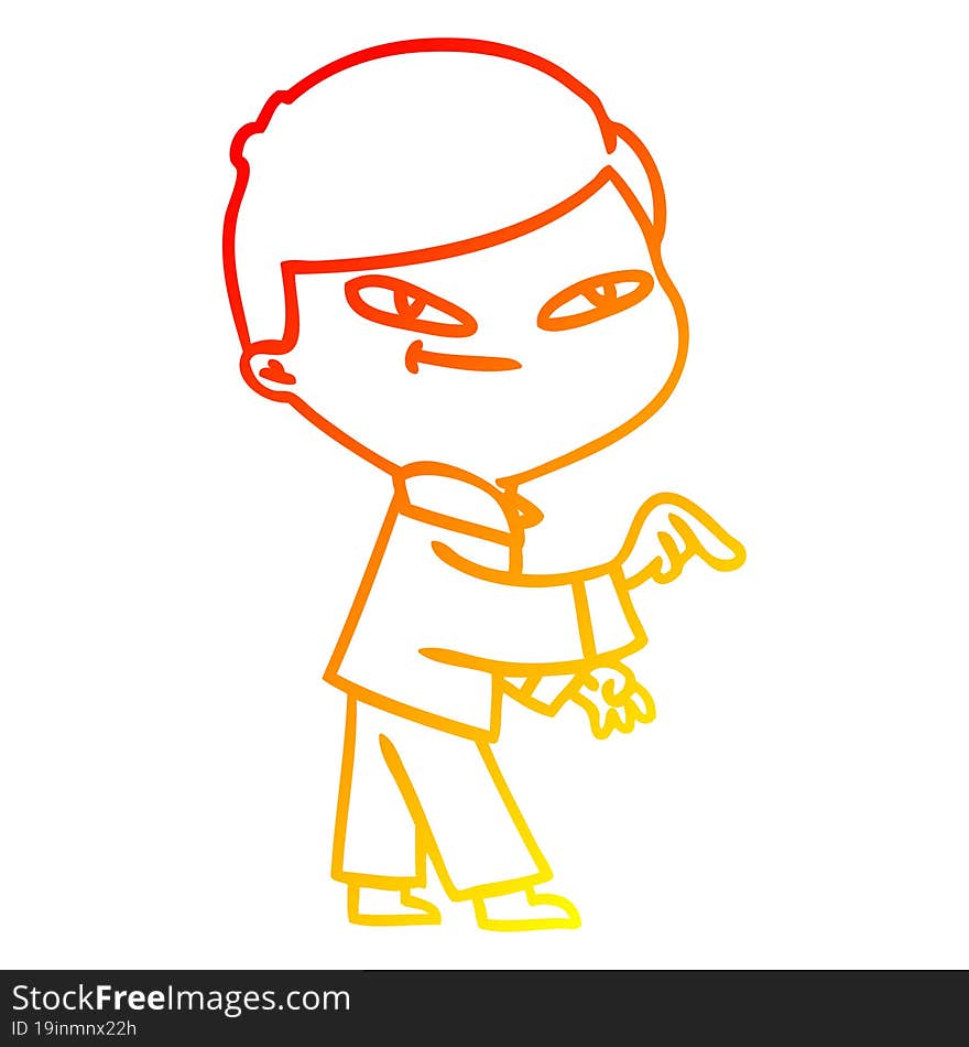 warm gradient line drawing of a cartoon pointing man