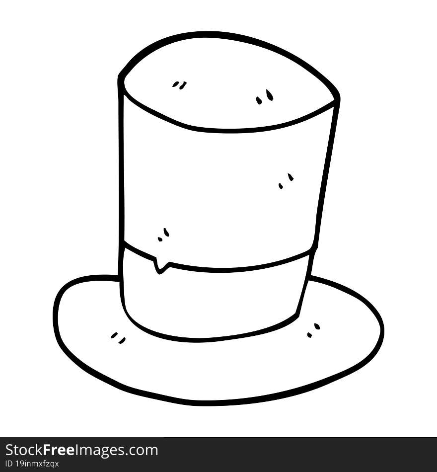 line drawing cartoon top hat