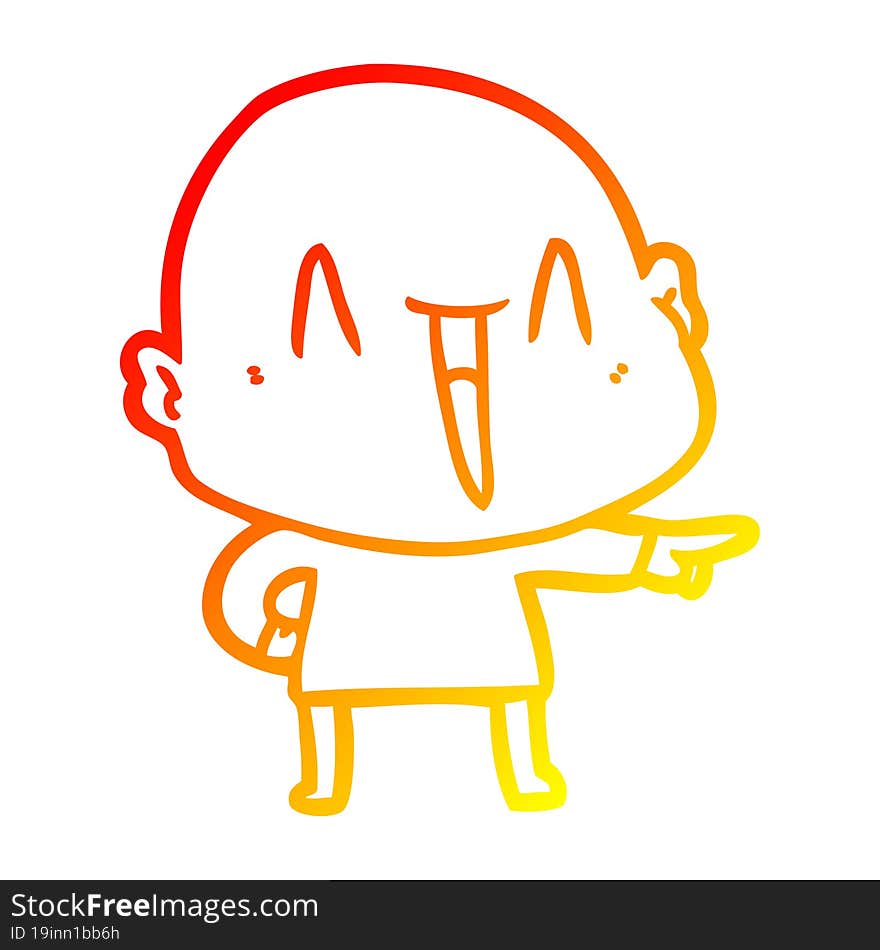 warm gradient line drawing happy cartoon bald man