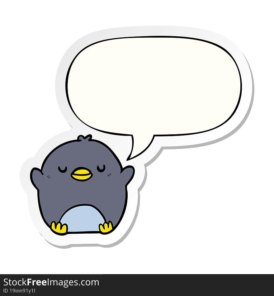 cute cartoon penguin with speech bubble sticker