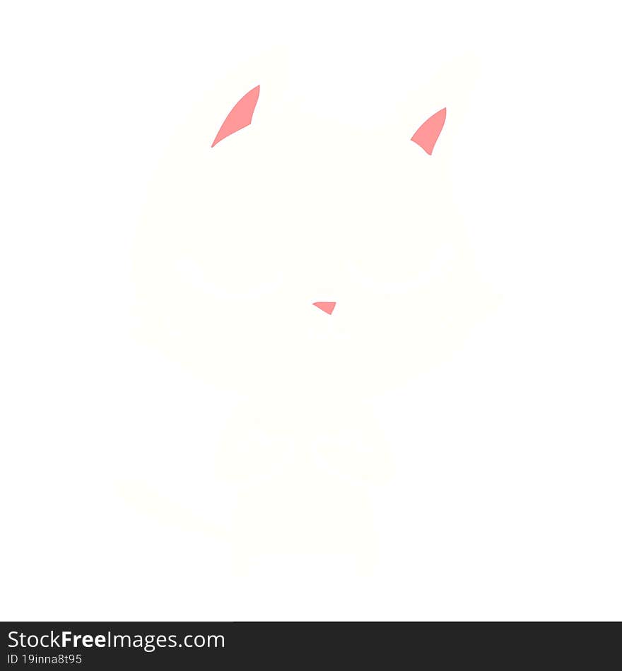 calm flat color style cartoon cat