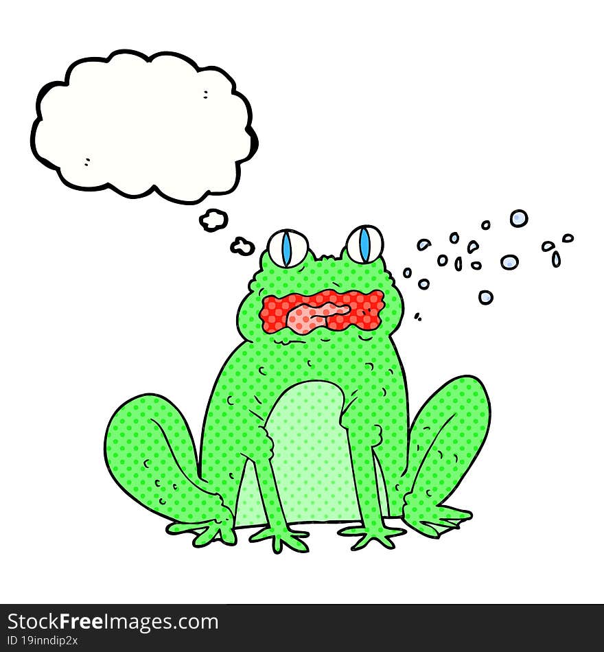 thought bubble cartoon burping frog