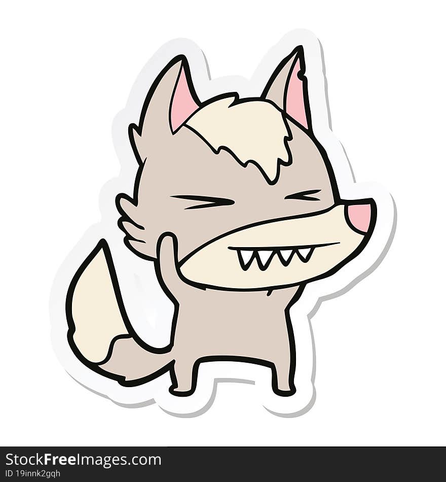 sticker of a angry wolf cartoon