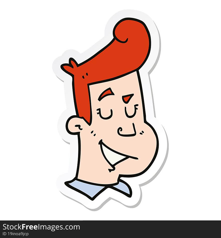 Sticker Of A Cartoon Happy Man