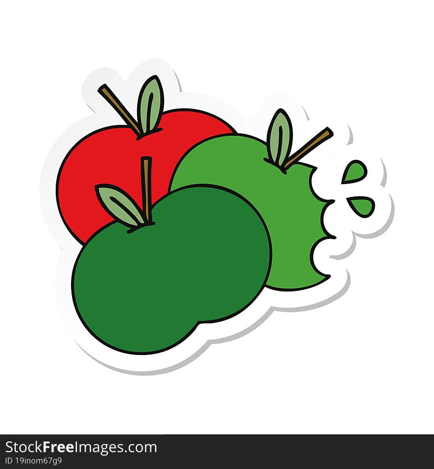 sticker of a cute cartoon apples