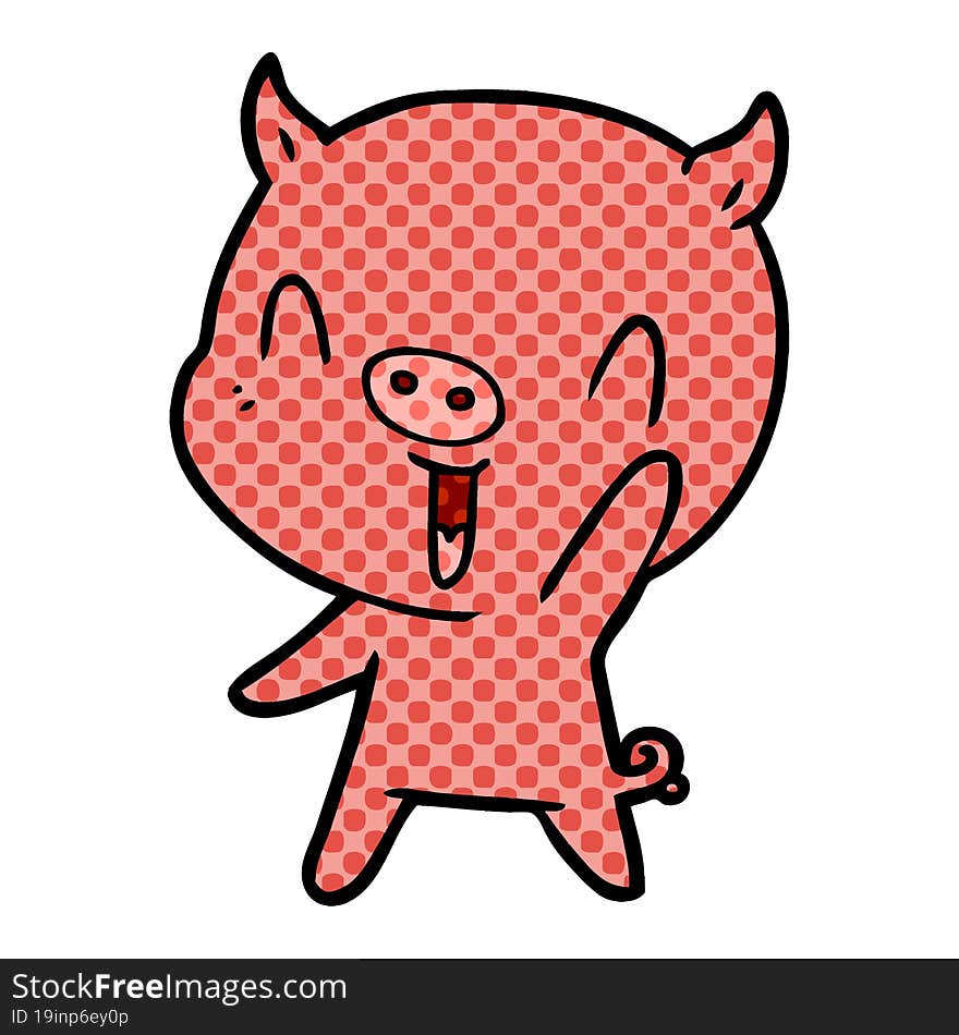 happy cartoon pig. happy cartoon pig