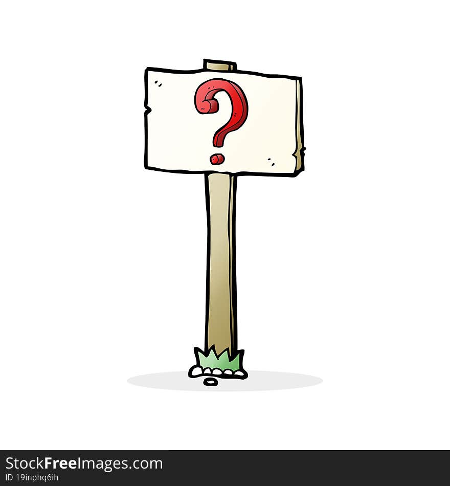 cartoon signpost with question mark