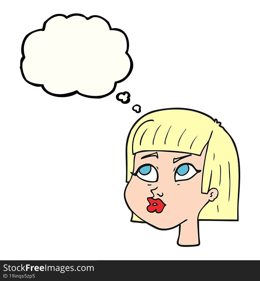 Thought Bubble Cartoon Female Face