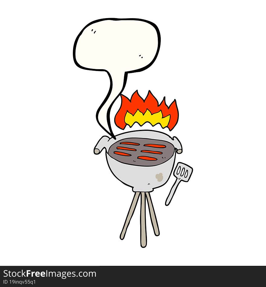 freehand drawn speech bubble cartoon barbecue