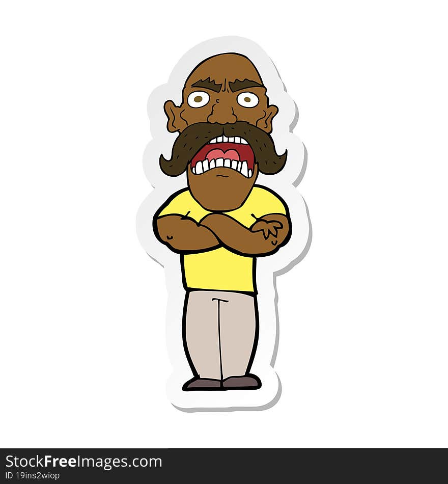 sticker of a cartoon angry man