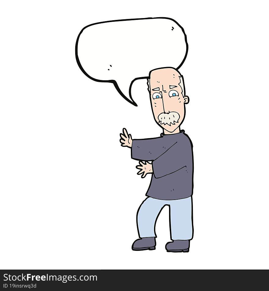 cartoon angry old man with speech bubble